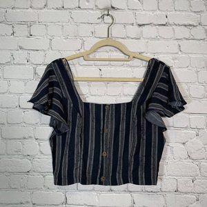 Sienna Sky Navy Stripe Crop Top Medium
